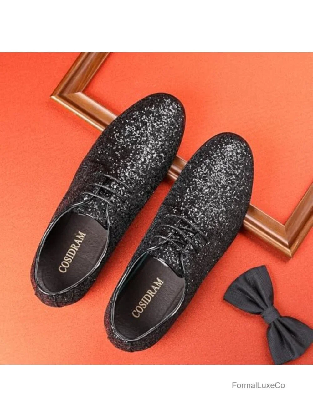 Men's Glitter Sequins Lace Up Tuxedo Dress Oxfords Wedding Prom Shoes